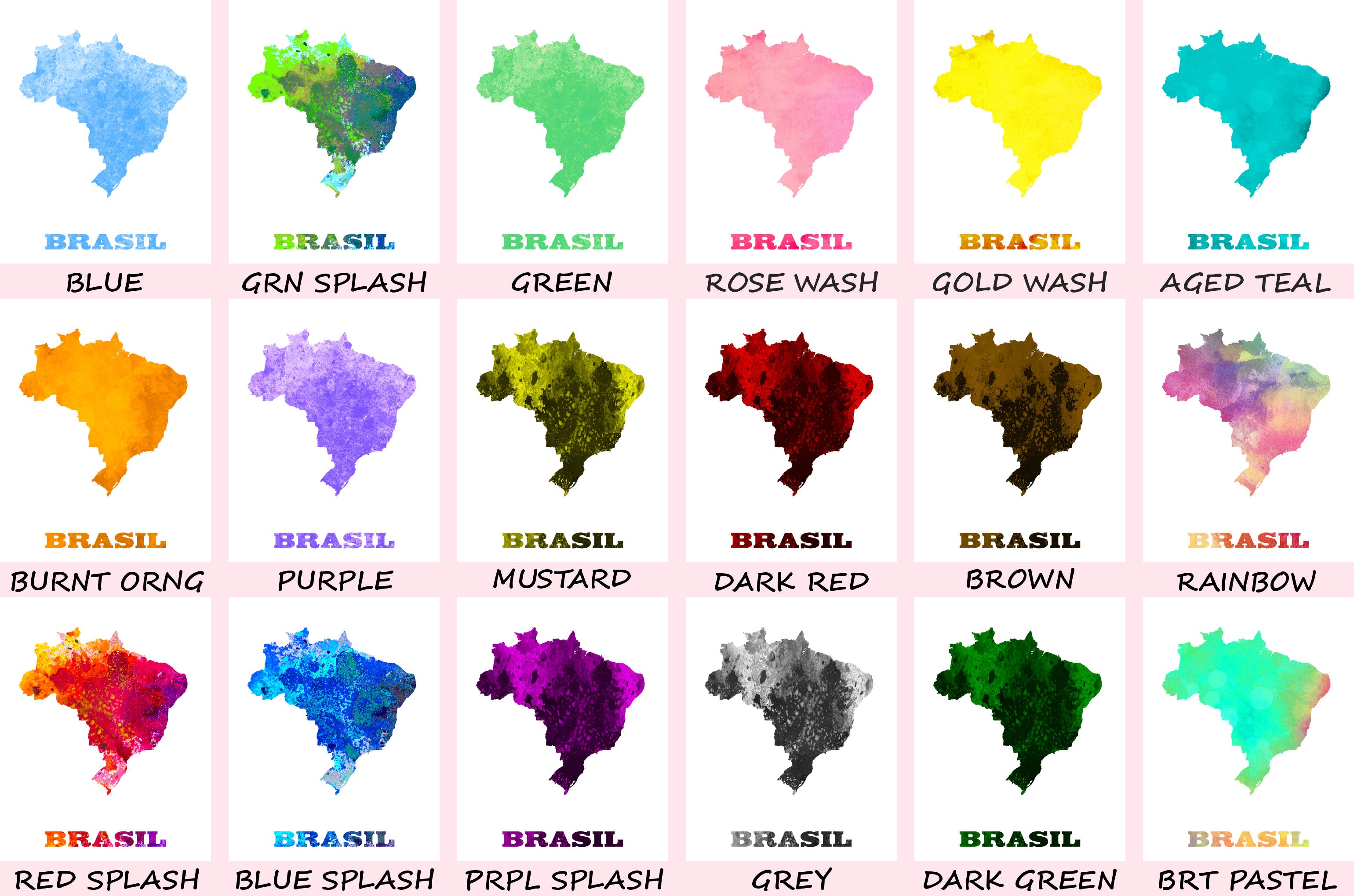 Brazil Map Print Outline Wall Map of Brazil