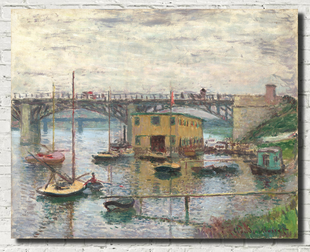 Claude Monet Fine Art Print, Bazille and Camille, Bridge at Argenteuil on a gray day