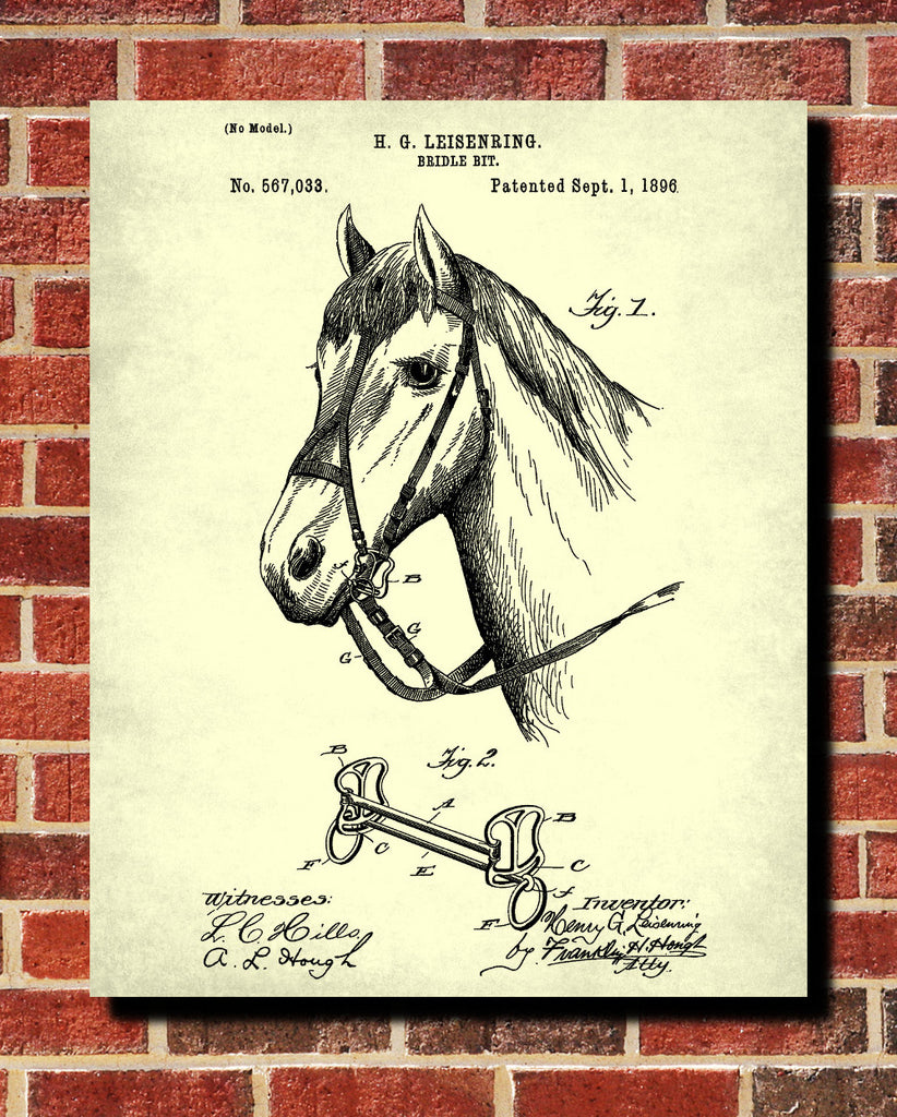 Bridle Bit Patent Print Horse Poster Equestrian Blueprint - OnTrendAndFab