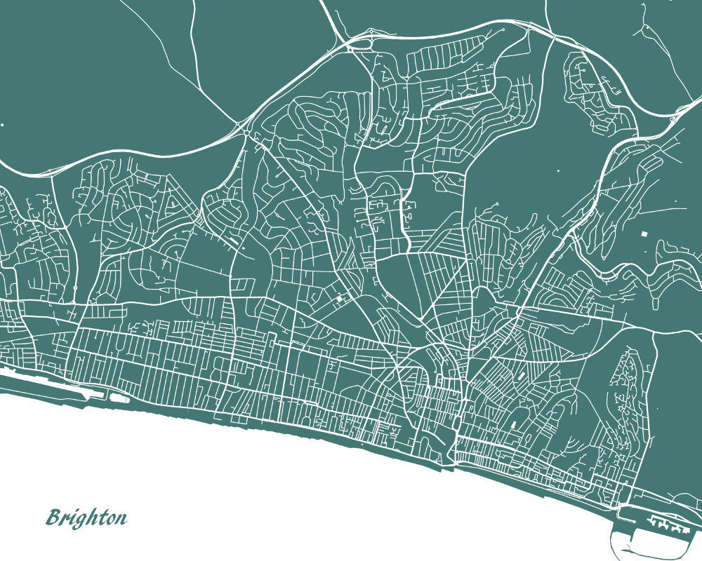 Brighton City Street Map Print Custom Map Poster - OnTrendAndFab
