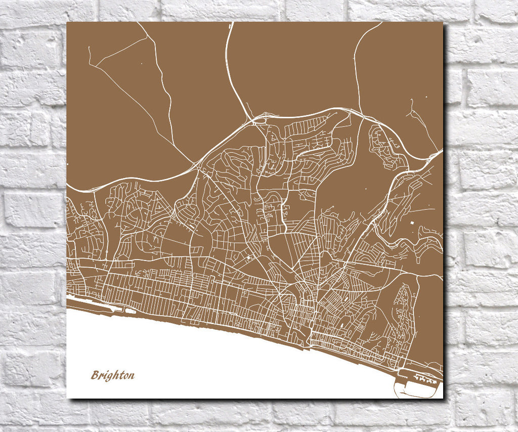 Brighton City Street Map Custom Wall Map Poster - OnTrendAndFab
