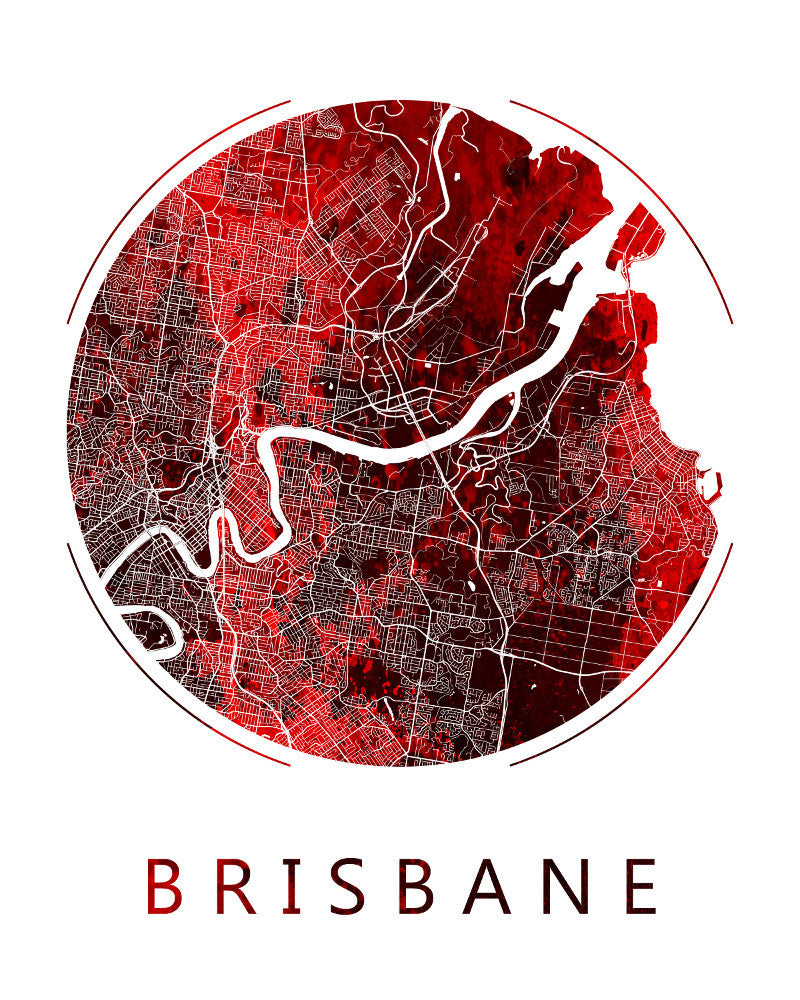 Brisbane, Australia City Street Map Custom Wall Map Poster