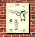 Browning Pistol Patent Print Handgun Blueprint Firearms Poster