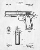 Browning Pistol Patent Print Handgun Blueprint Firearms Poster
