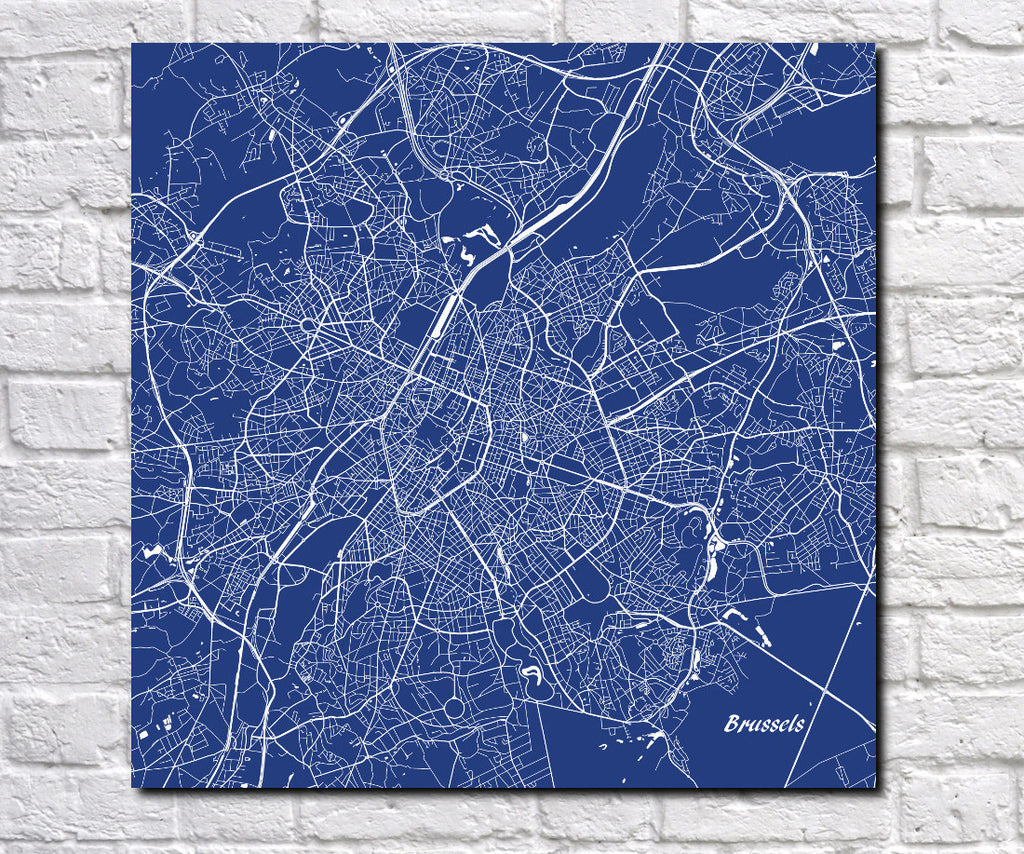 Brussels City Street Map Custom Wall Map Poster - OnTrendAndFab