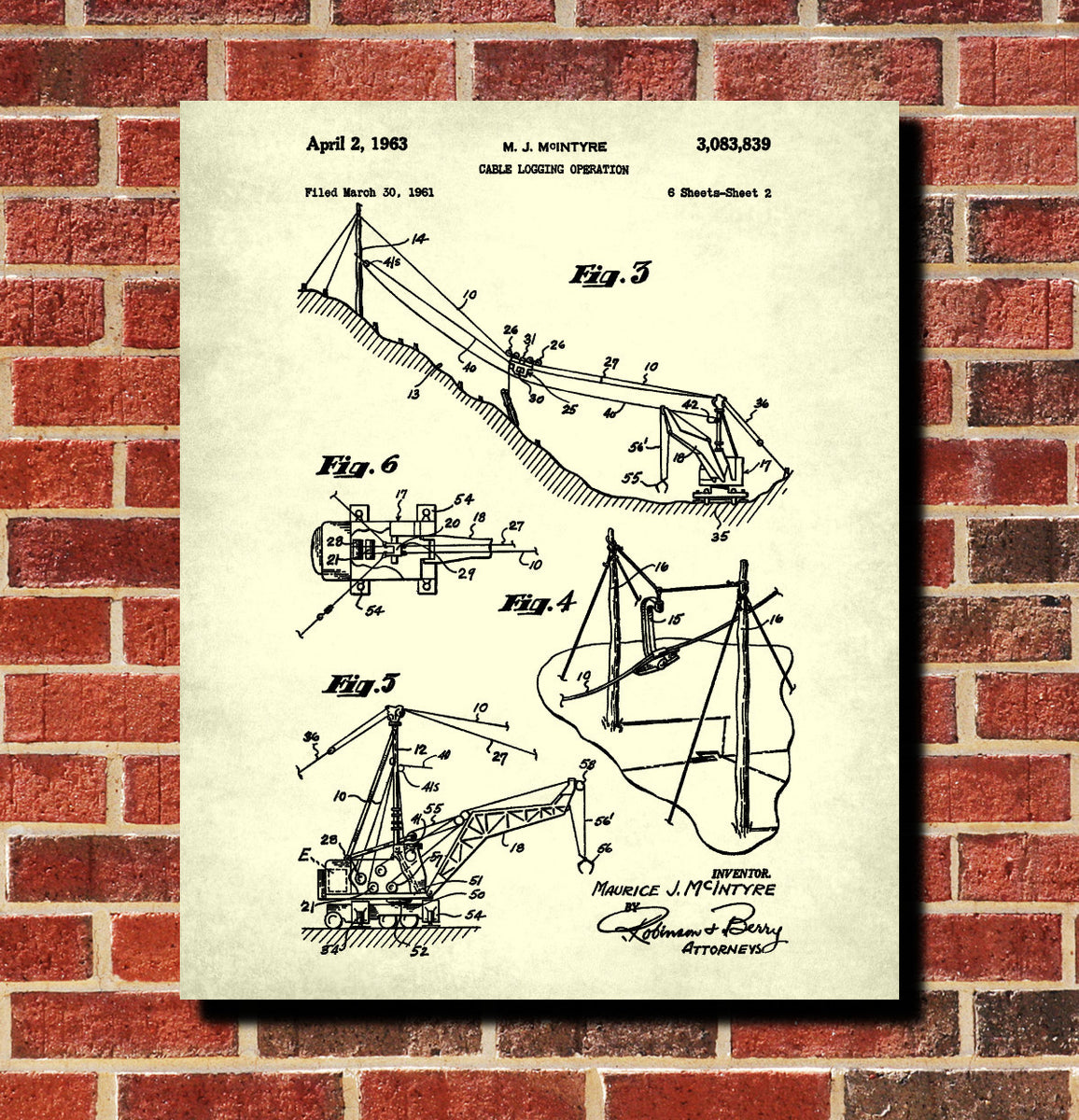 Cable Logging Blueprint, Forestry Poster – GalleryThane
