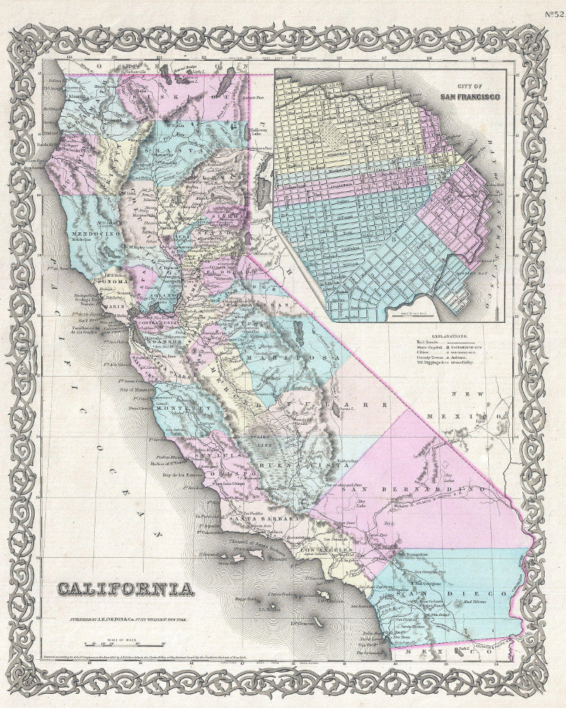 California State Map Print Vintage Poster Old Map as Art - OnTrendAndFab