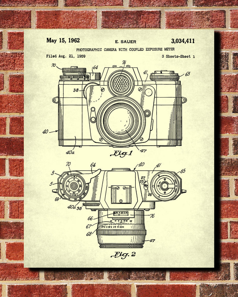 Camera Patent Print Photography Blueprint Photographer Poster - OnTrendAndFab
