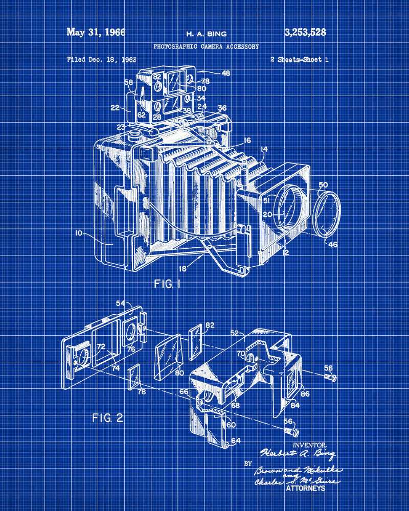 Camera Blueprint Photography Patent Print Photographer Poster ...