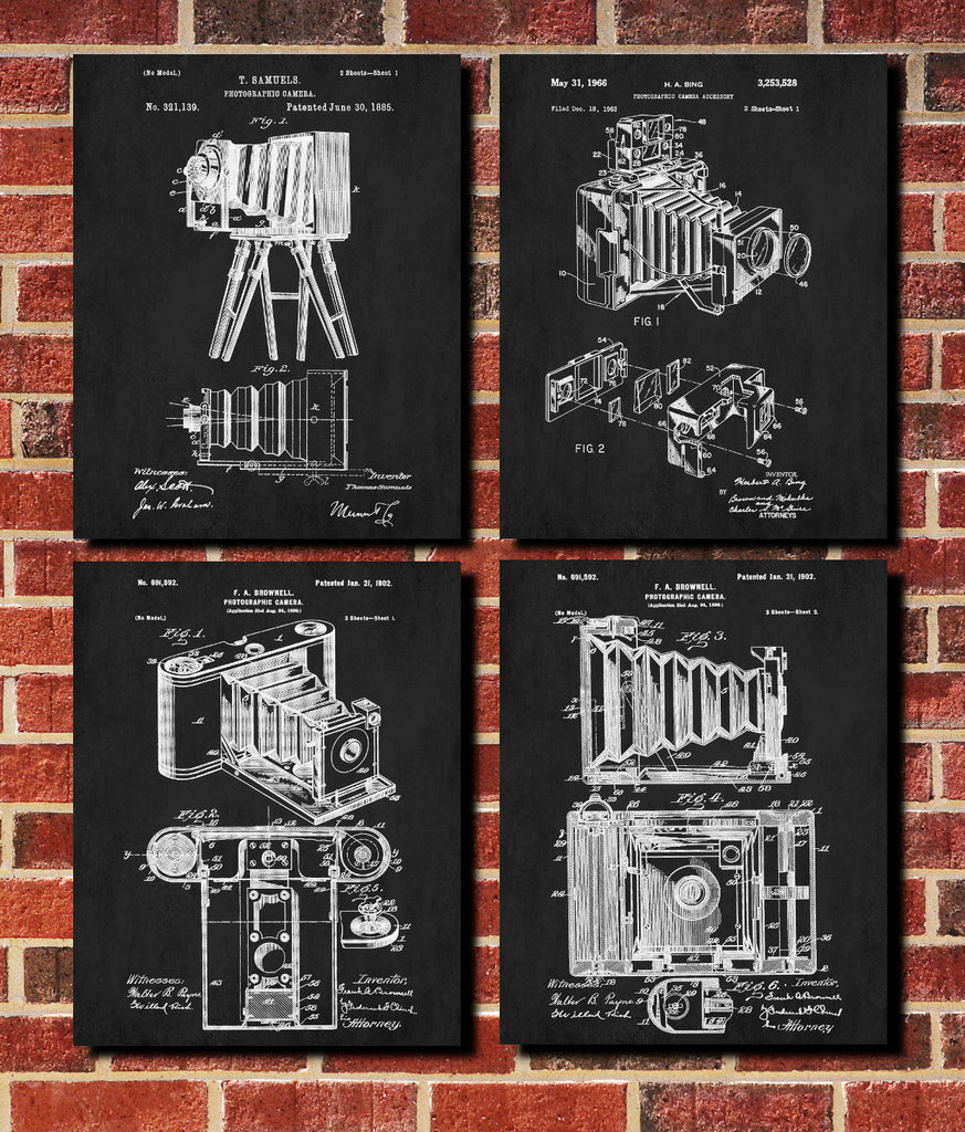 Camera Patent Prints Set 4 Photography Studio Art Posters