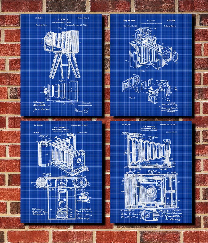 Camera Patent Prints Set 4 Photography Studio Art Posters