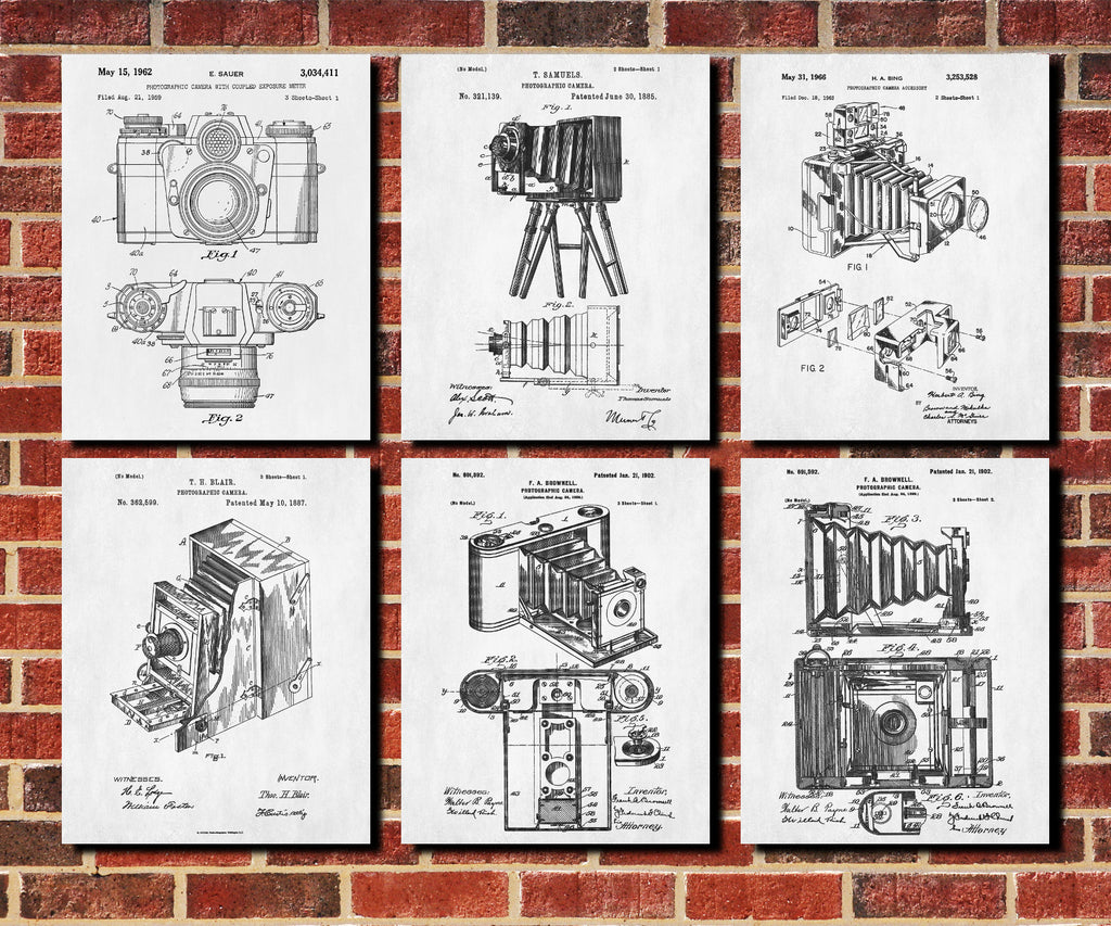 Camera Patent Prints Set 6 Photography Studio Posters