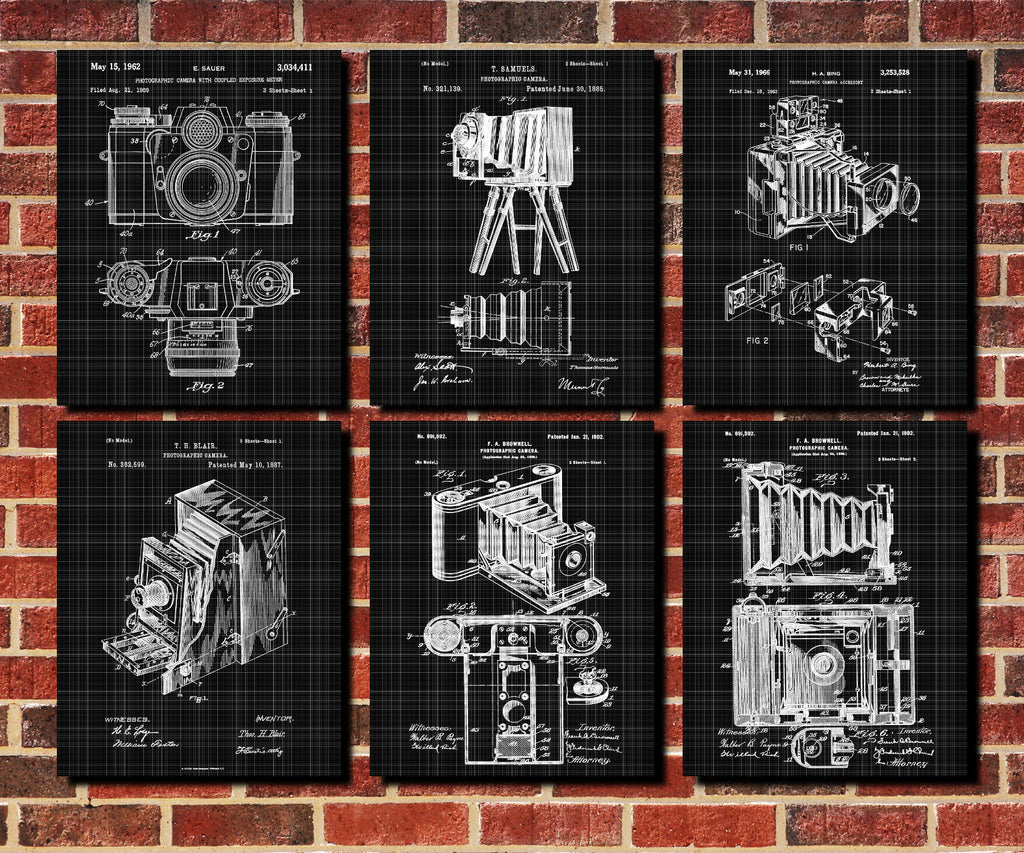 Camera Patent Prints Set 6 Photography Studio Posters