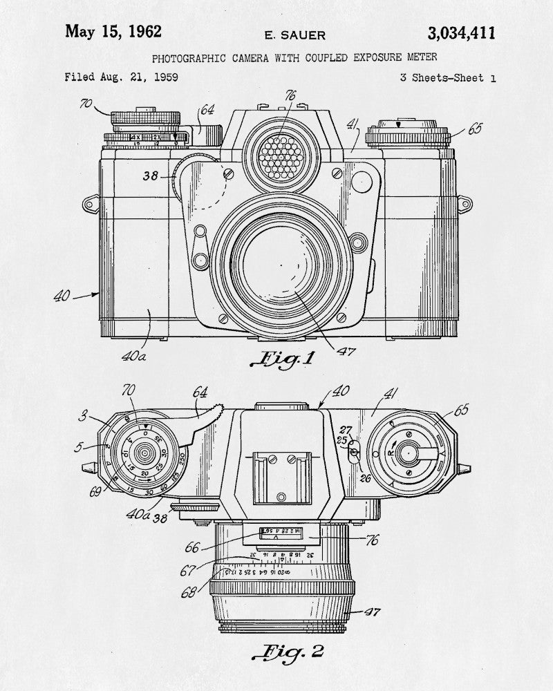 Camera Patent Print Photography Blueprint Photographer Poster - OnTrendAndFab