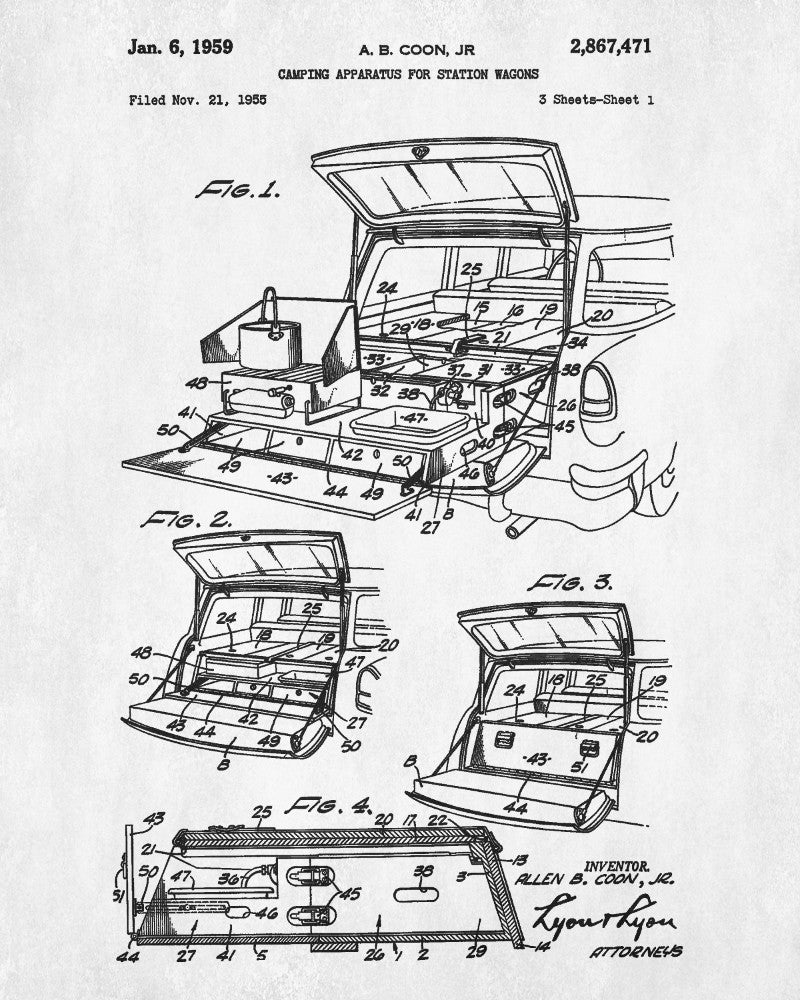 Camping Car Patent Print, Outdoors Poster
