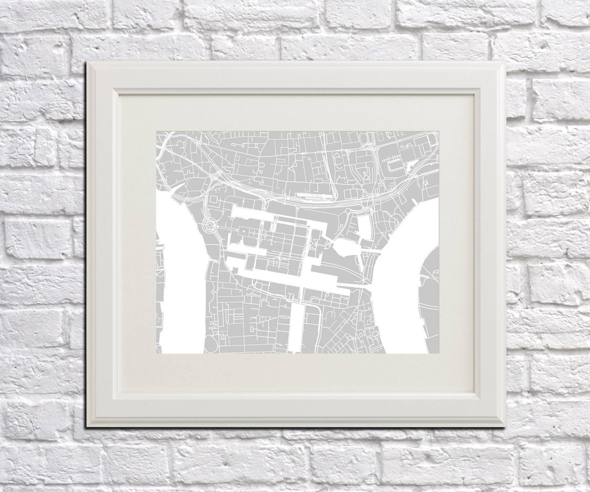 Canary Wharf London Street Map Print Feature Wall Art Poster