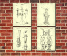 Cannabis Patent Prints Set 4 Water Pipe Bung Posters 