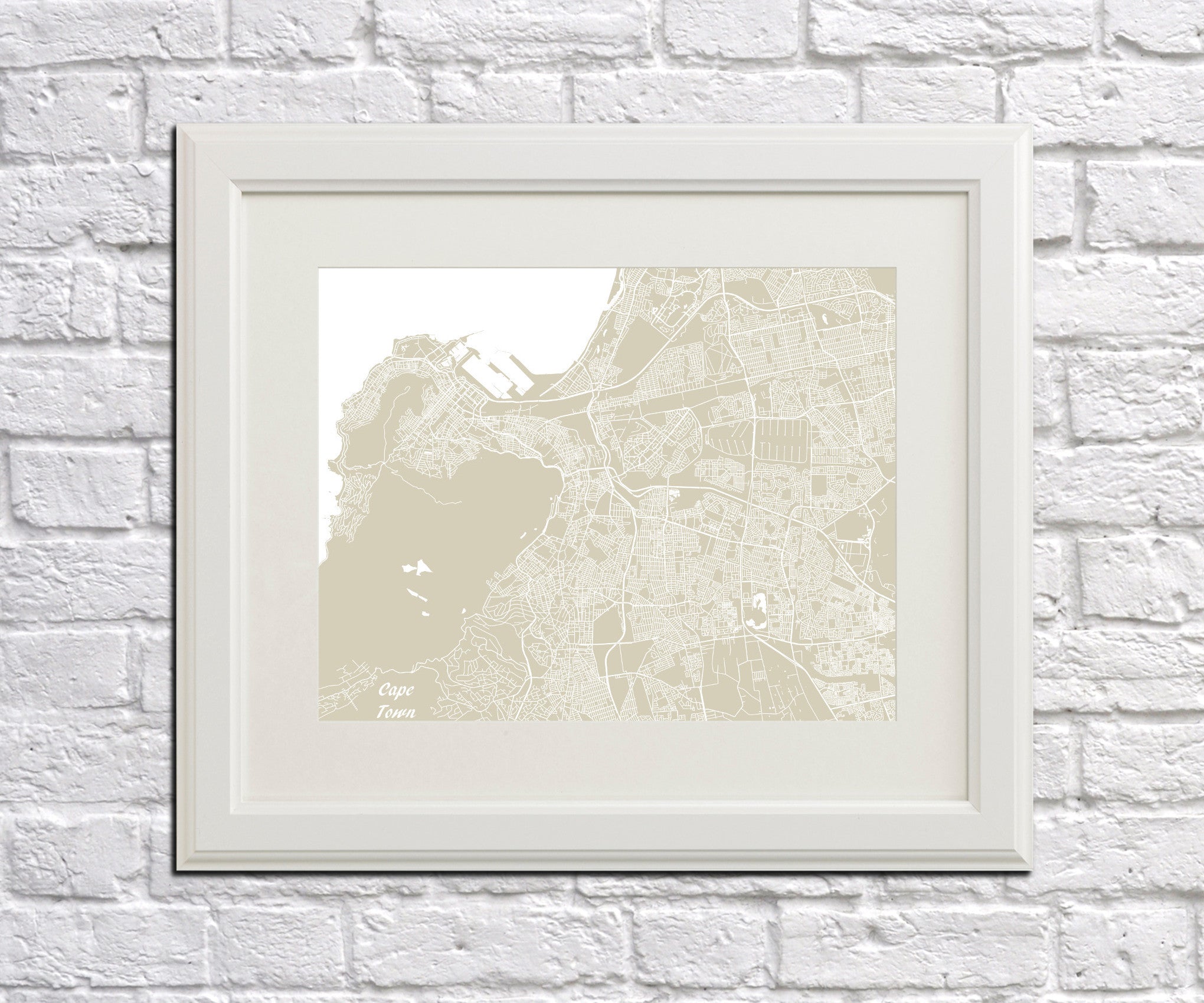 Cape Town City Street Map Print Feature Wall Art Poster