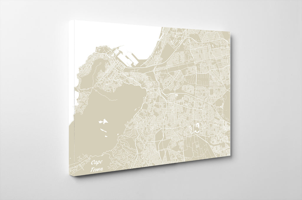 Cape Town City Street Map Print Feature Wall Art Poster