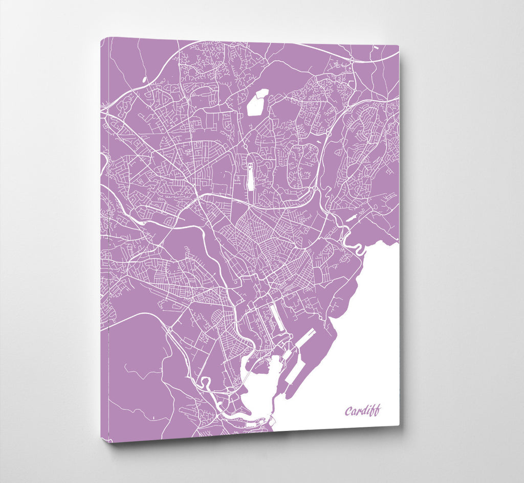 Cardiff City Street Map Print Feature Wall Art Poster