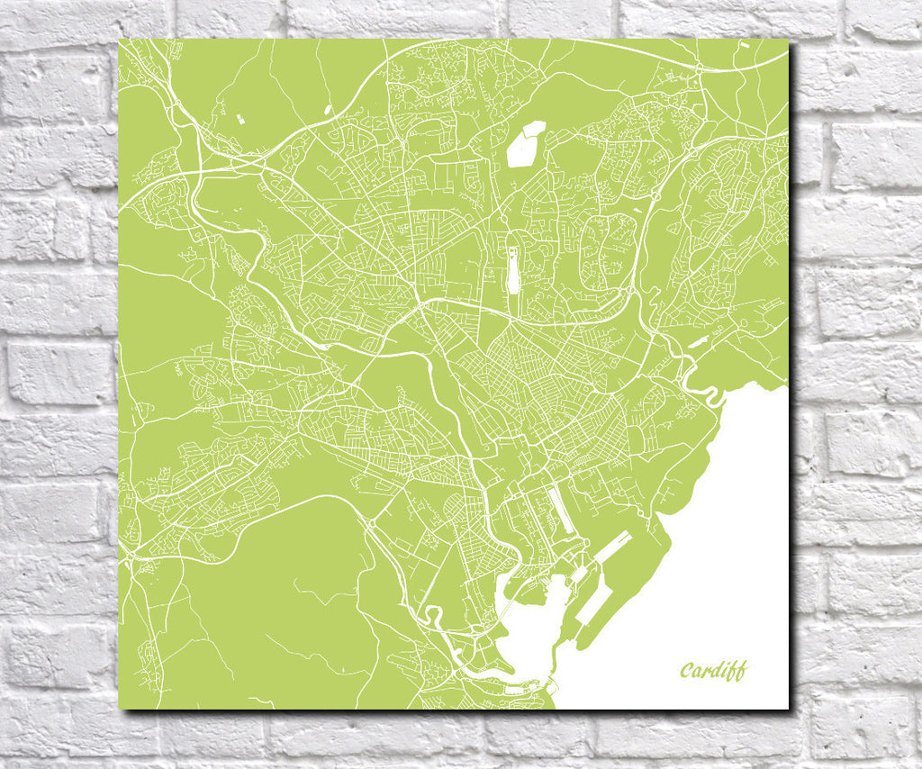 Cardiff City Street Map Print Custom Wall Map