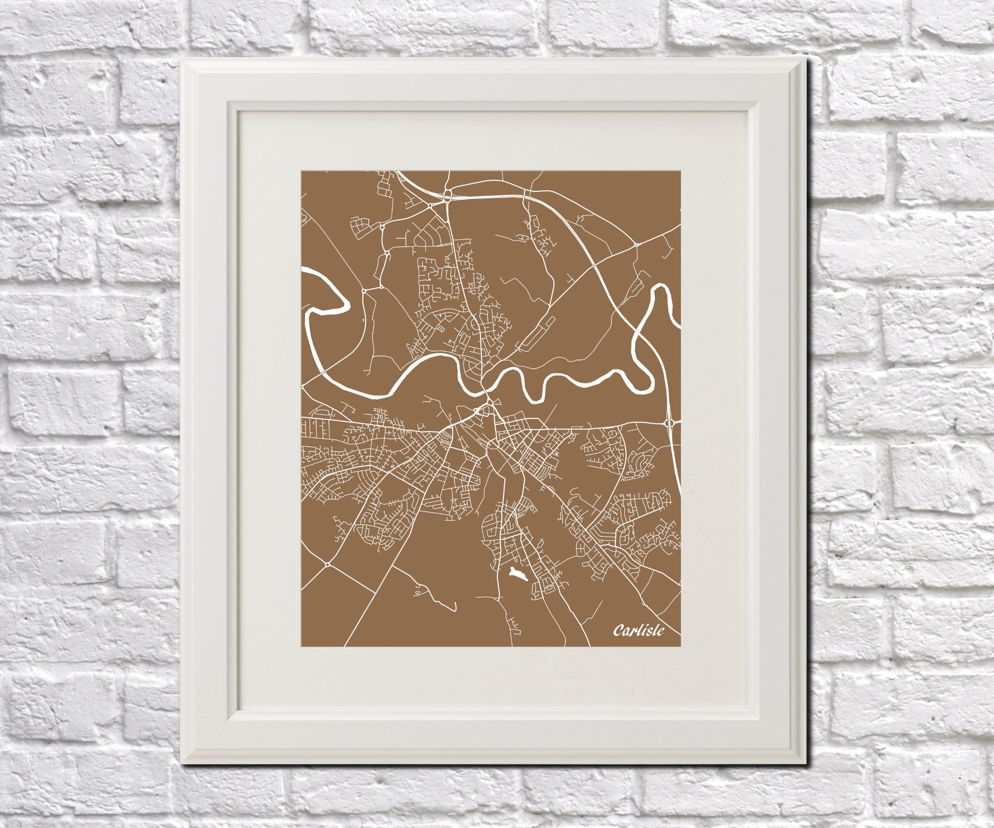 Carlisle City Street Map Print Feature Wall Art Poster