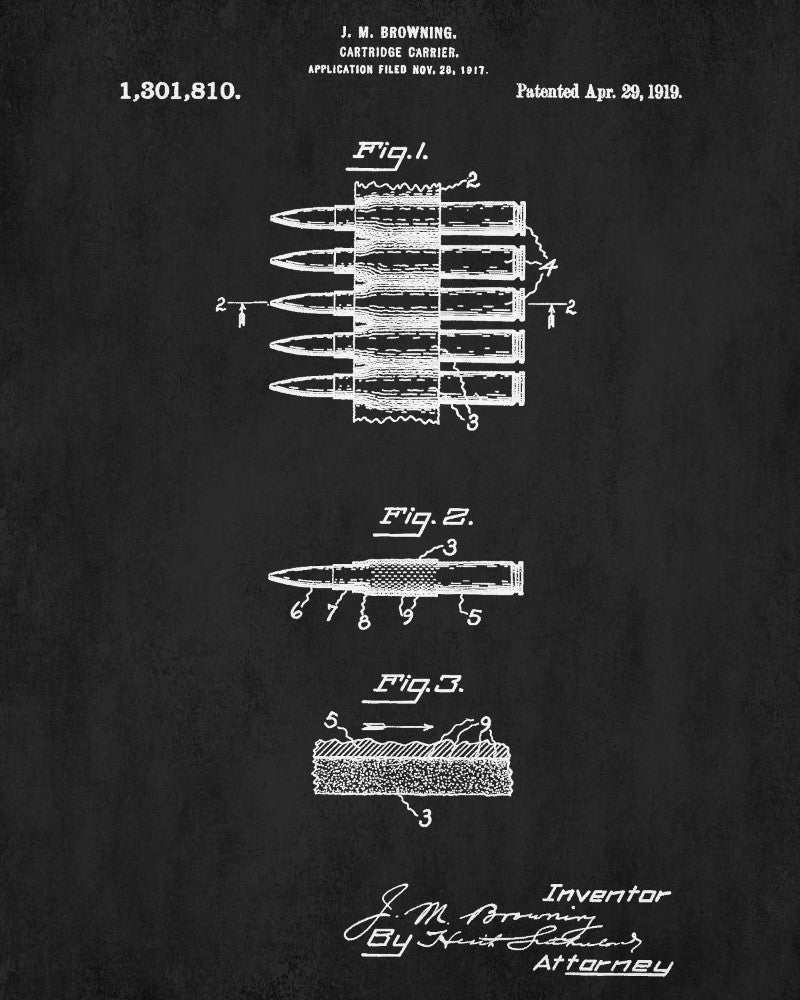 Gun Ammunition Blueprint Cartridge Patent Print Firearm Poster - OnTrendAndFab