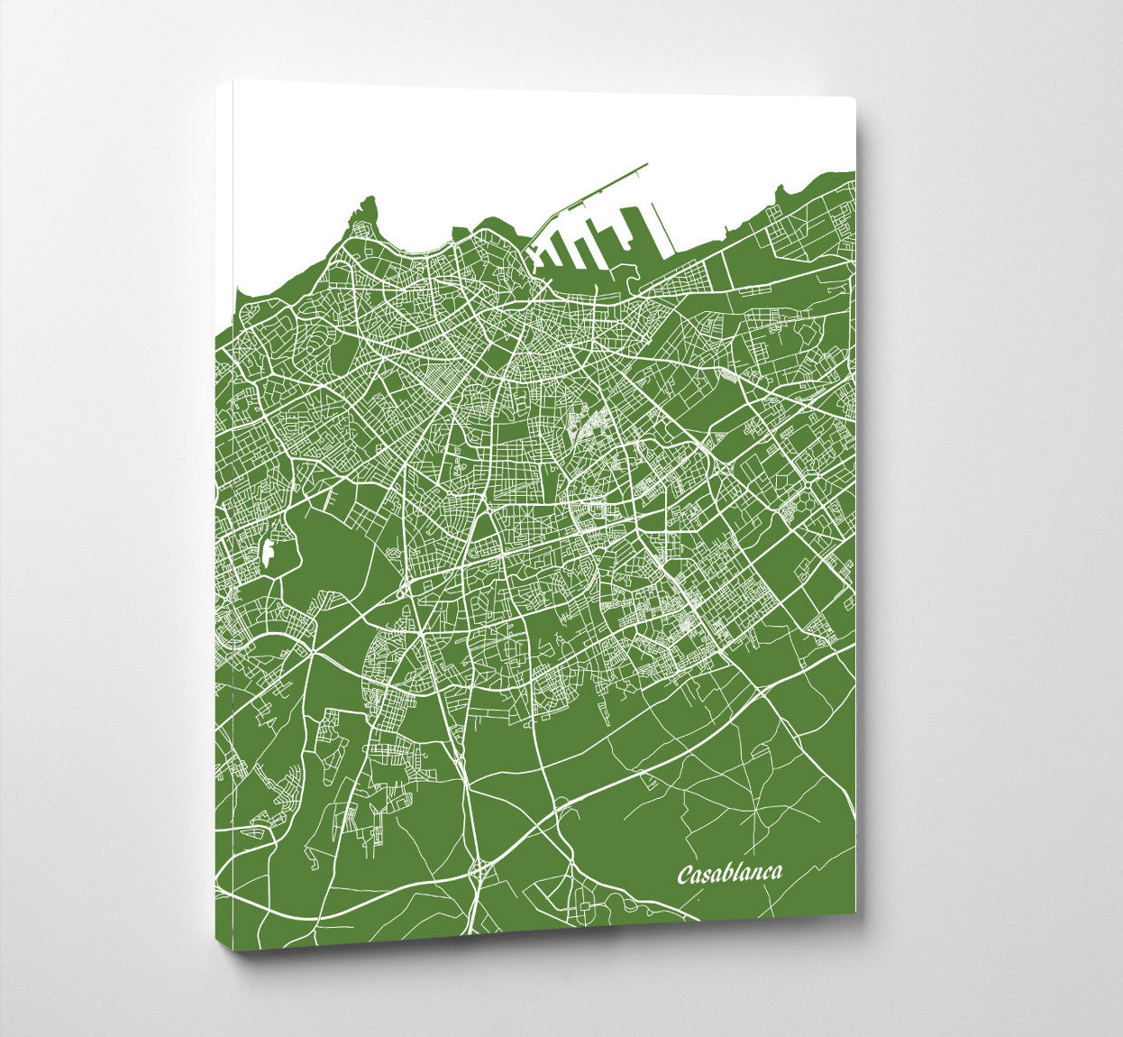 Casablanca City Street Map Print Feature Wall Art Poster