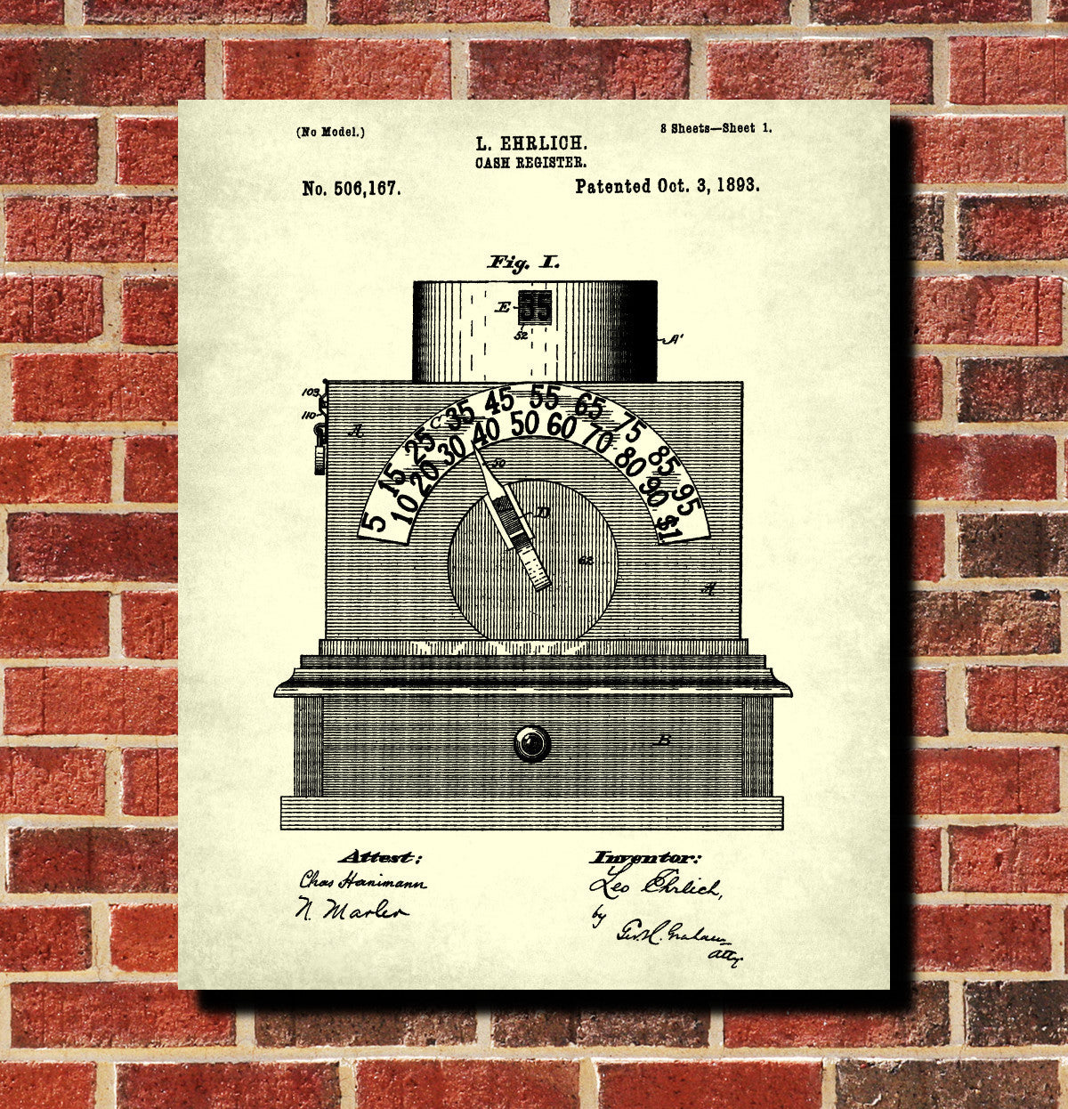 Cash Register Patent Print Vintage Store Till Blueprint Poster ...