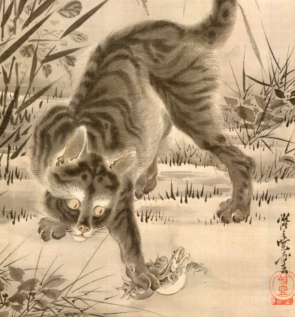 Kawanabe Kyōsai, Japanese Art, Cat Catching Frog