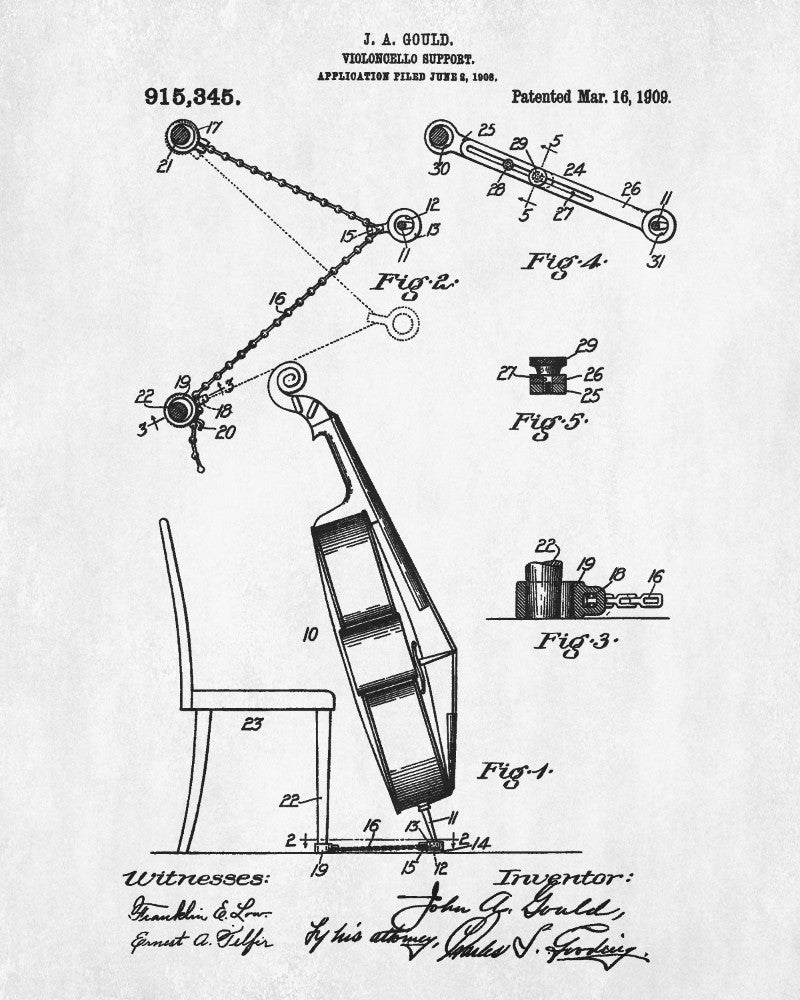 Cello Patent Print Orchestra Musical Instrument Wall Art Poster