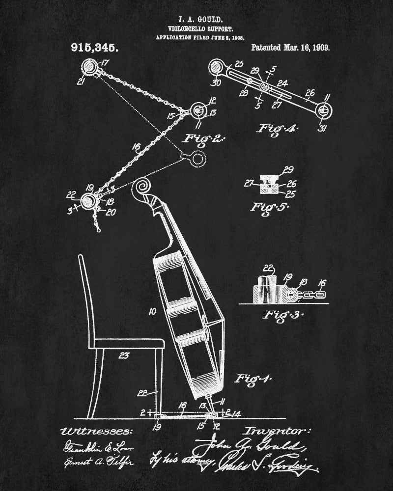 Cello Patent Print Orchestra Musical Instrument Wall Art Poster