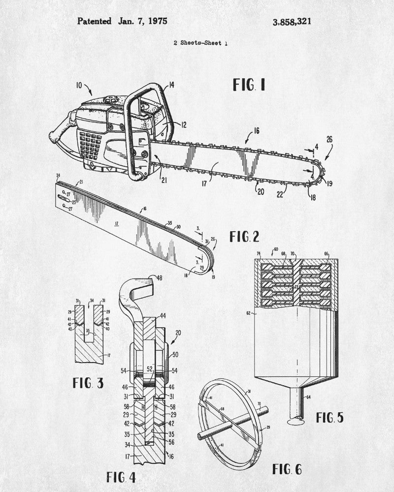 Chainsaw Patent Lumberjack Blueprint Forestry Poster