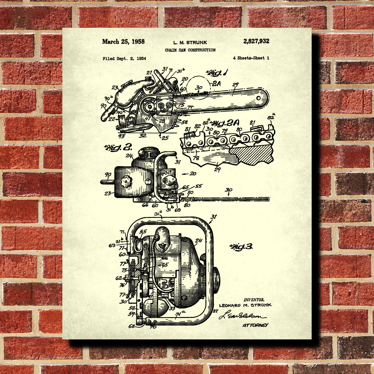 Chainsaw Patent Print Lumberjack Blueprint Poster Logging Print ...