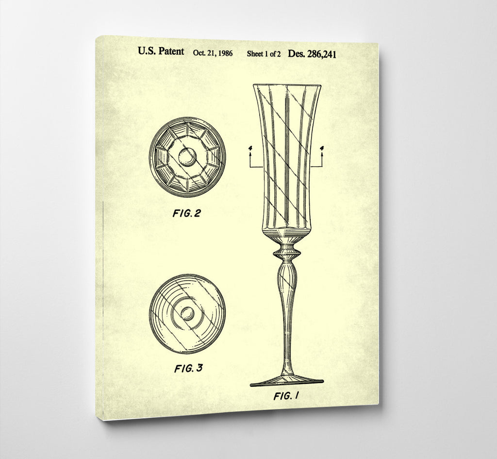 Champagne Flutes Glass Patent Print Cafe Poster Bar Art - OnTrendAndFab