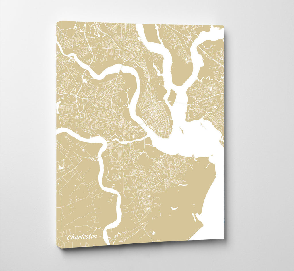 Charleston SC City Street Map Print Custom Wall Map - OnTrendAndFab