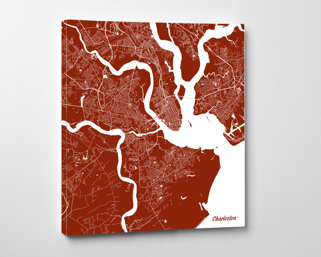 Charleston SC City Street Map Print Custom Wall Map - OnTrendAndFab