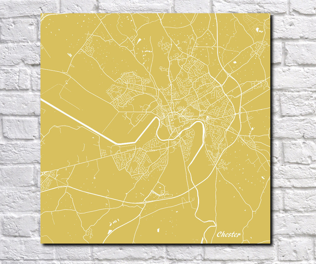 Chester City Street Map Print Modern Art Poster Home Decor - OnTrendAndFab