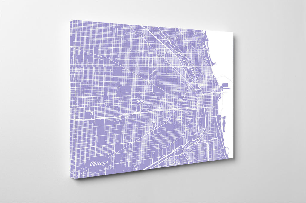 Chicago City Street Map Print Modern Art Poster