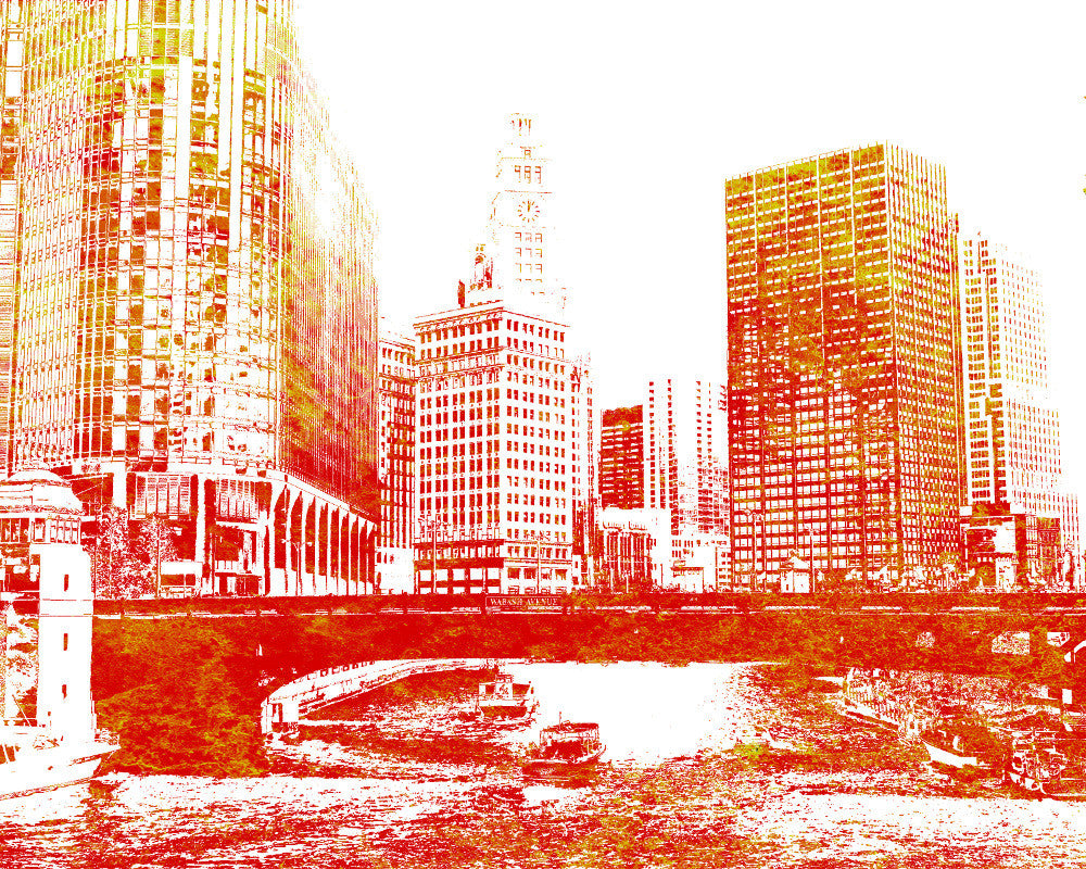 Chicago City Skyline Print Landscape Poster Feature Wall Art