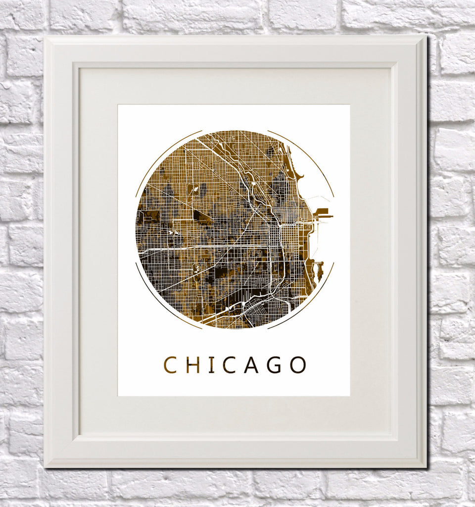 Chicago City Street Map Custom Wall Map Poster