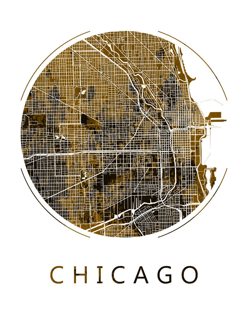 Chicago City Street Map Custom Wall Map Poster