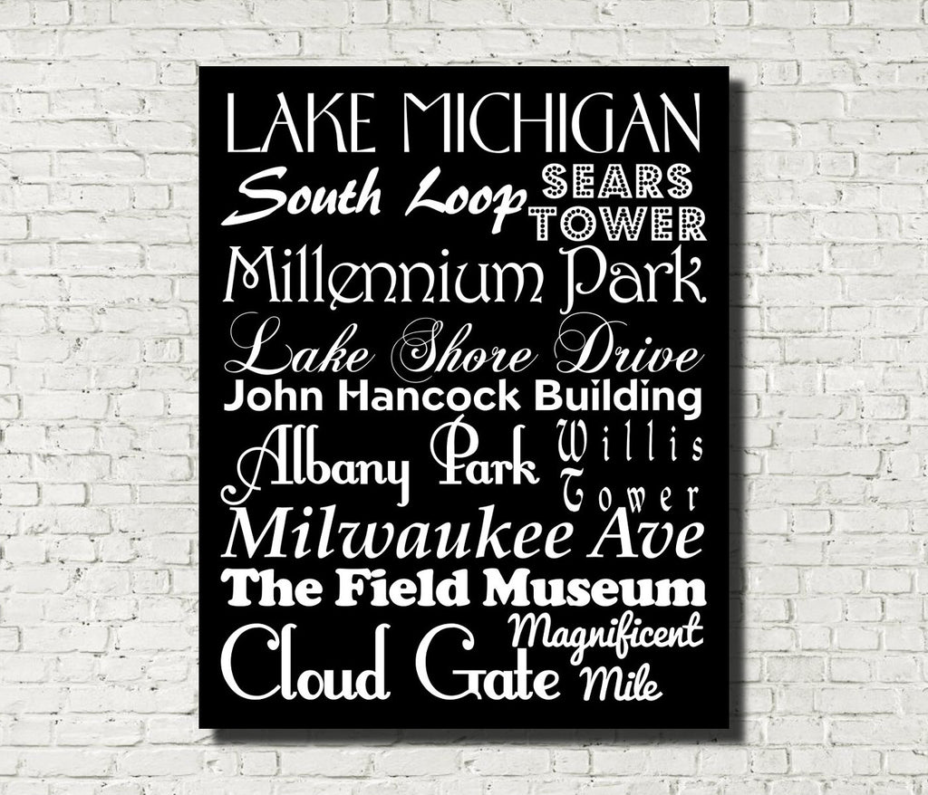 Chicago Neighbourhood Print Typography Scroll