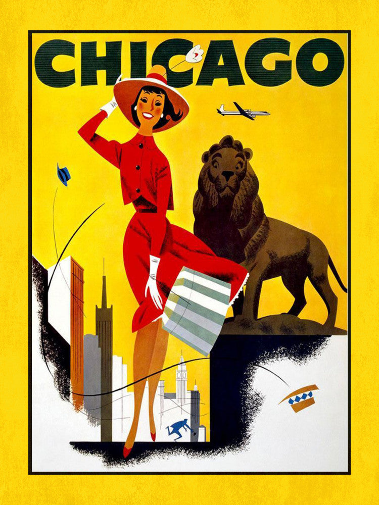 Chicago Print Vintage Travel Poster Art