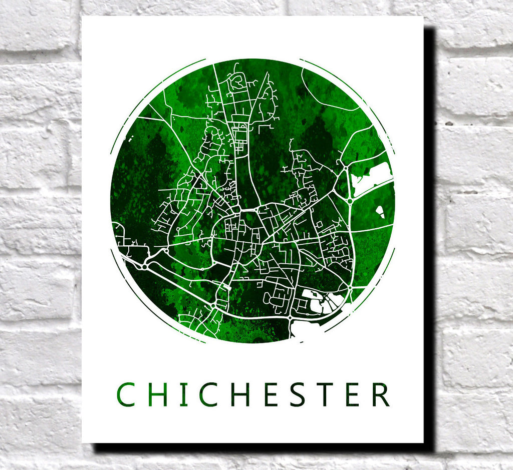 Chichester Street Map Custom Wall Map Poster