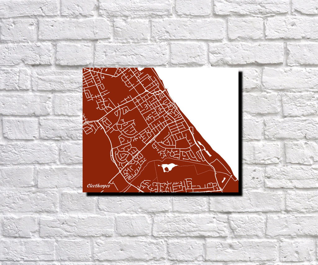 Cleethorpes, UK City Street Map Print Feature Wall Art Poster