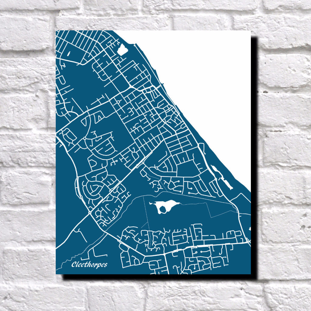 Cleethorpes, UK City Street Map Print Feature Wall Art Poster