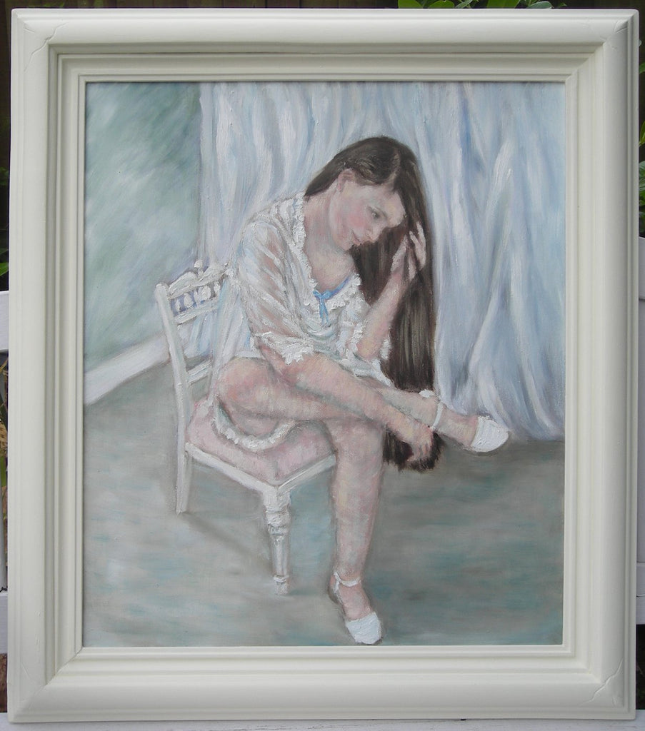 Large Original framed oil painting Figurative art Girl Painting - OnTrendAndFab
