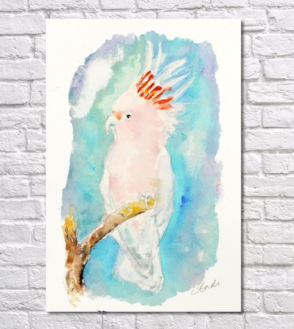 Cockatoo Watercolour Print, Andi Lucas Wildlife Art