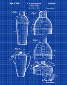 Bar Poster Cocktail Shaker Patent Print Cafe Art Pub Wall Poster